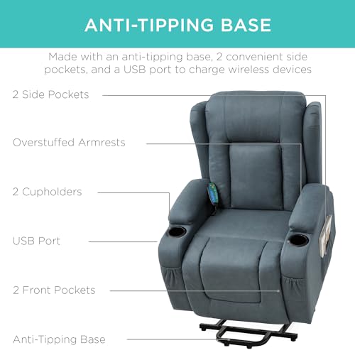 Electric Power Lift Recliner Massage Chair with Heat and USB Port, Brown M560374