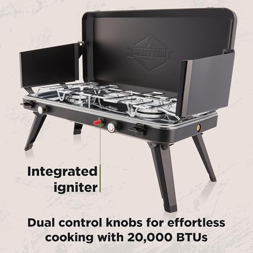 2-in-1 Gas Camping Stove and Griddle with Foldable Legs G762726
