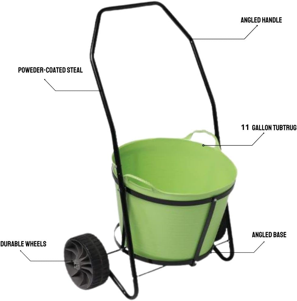 Garden Cart with 11 Gallon Tubtrugs, Multi-Purpose Mobile Gardening Caddy F1471