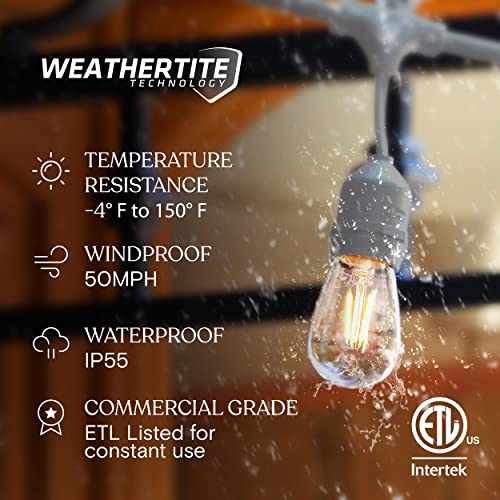 Waterproof LED Outdoor String Lights with Dimmable Vintage Edison Bulbs, 24 Ft Patio Lighting E72809