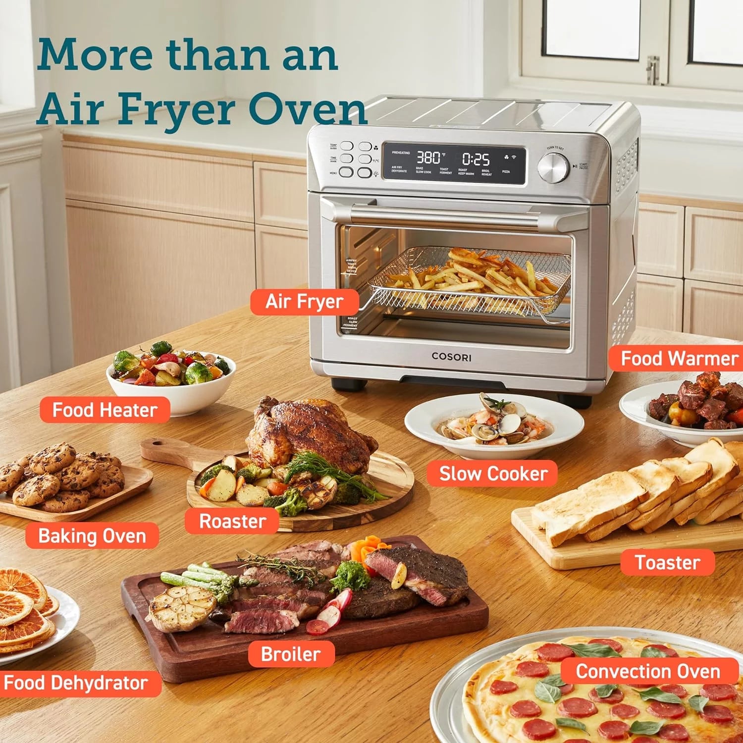 Air Fryer Toaster Oven Combo with Rotisserie and Dehydrator, 30L, Silver F21241