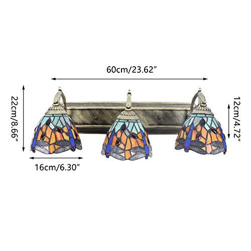 Tiffany Victorian Wall Sconce, 3-Light Stained Glass Vanity Light S648539