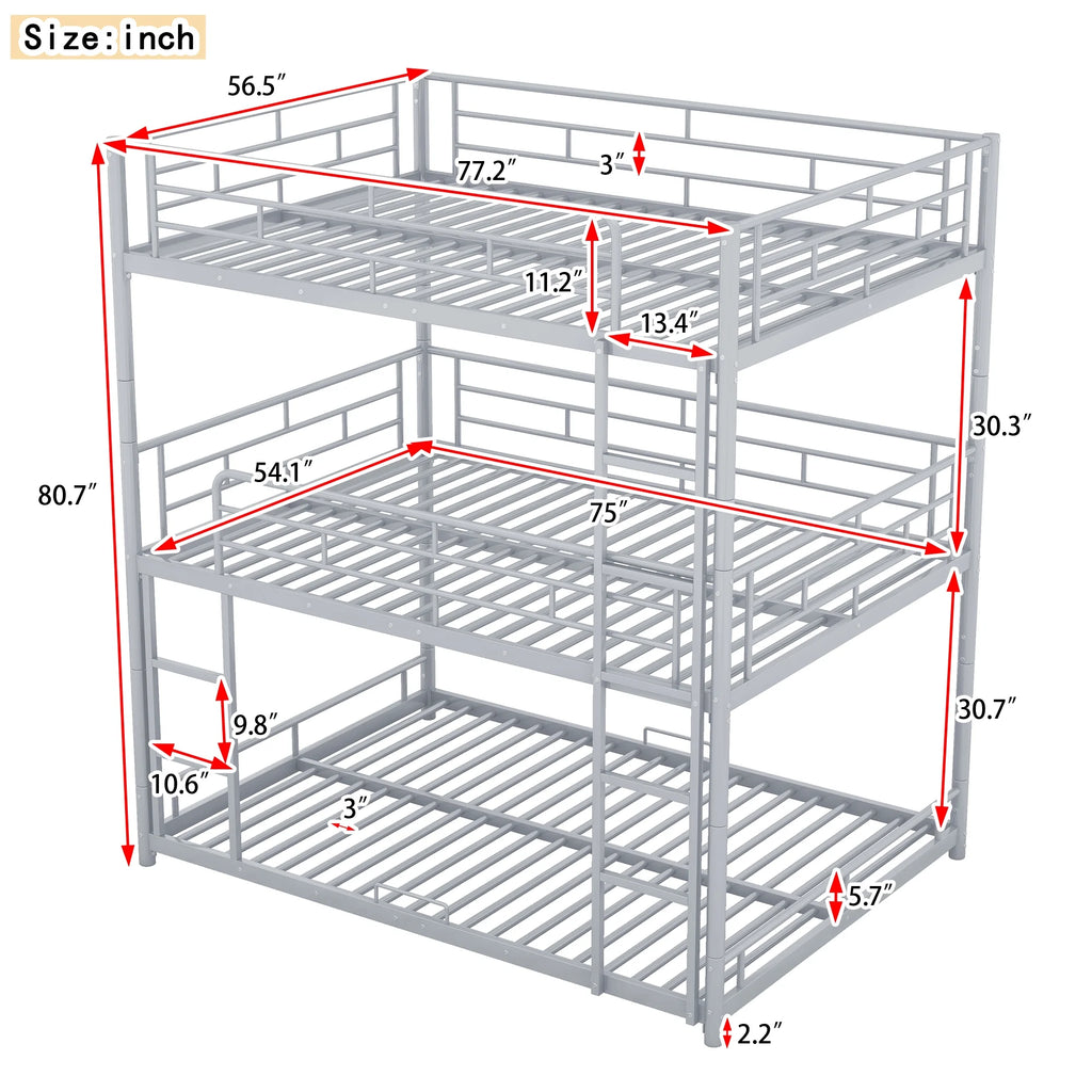 Triple Bunk Bed with Metal Frame G477367
