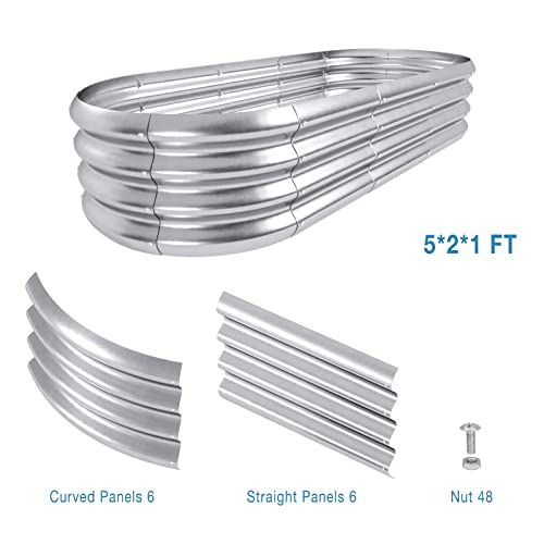 Oval Galvanized Steel Raised Garden Bed, 5x2x1 FT, Outdoor Planter Box for Vegetables, Flowers, Herbs G1616