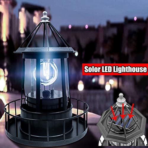Solar Rotating Lighthouse Light for Garden Patio Decoration C24964