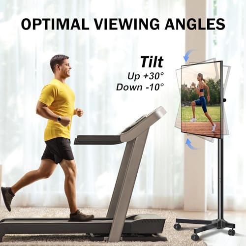 Rolling TV Stand for 13-50" Flat and Curved TVs, Height Adjustable, 30° Tilt C5936