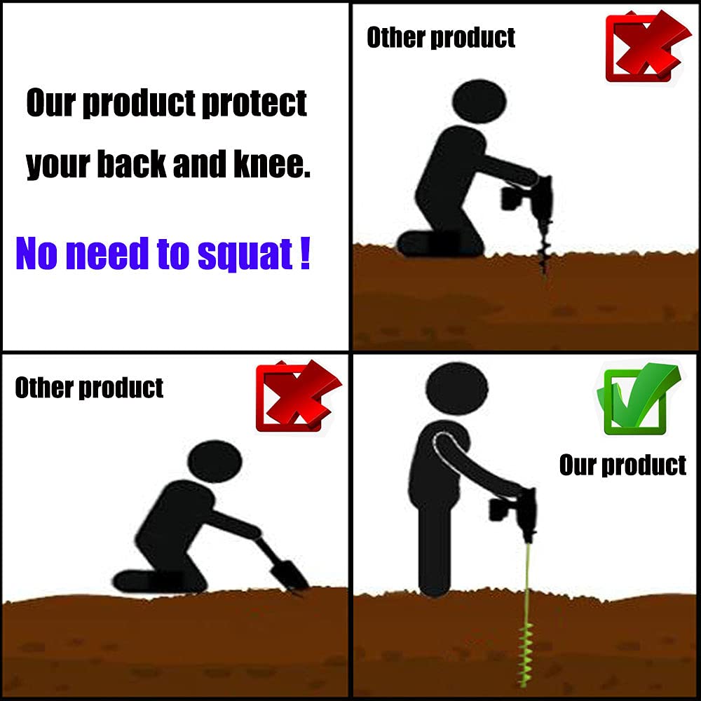 32" x 2" Elongated Auger Drill Bit for Planting, Solid Barrel, Heavy Duty, 3/8" Hex Drive Y587668