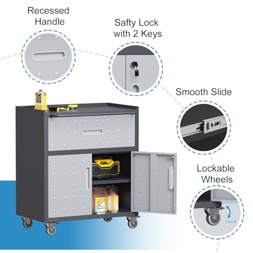 Wall Cabinet with 2 Doors, Lockable, Adjustable Shelves, Heavy Duty Steel J4545