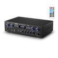 Donner Bluetooth 5.0 Stereo Audio Amplifier Receiver, 4 Channel 440W Peak Power Home Theater Stereo Receiver with USB, SD, FM, 2 Mic in Echo, RCA, LED, Speaker Selector for Studio, Home - MAMP5