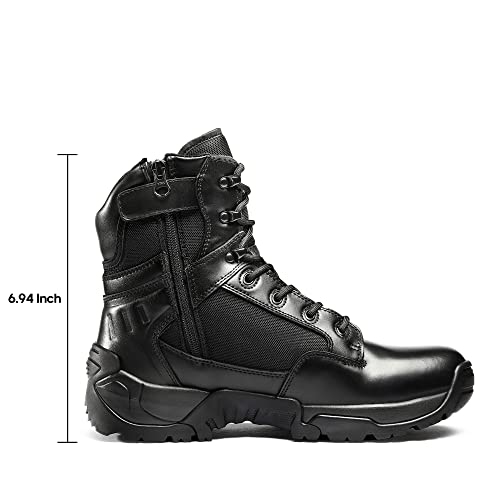 Men's Military Tactical Work Boots Side Zipper Leather Motorcycle Combat Boots N655026