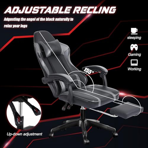 Ergonomic Gaming Chair with Footrest, Reclining, Lumbar Support I1131