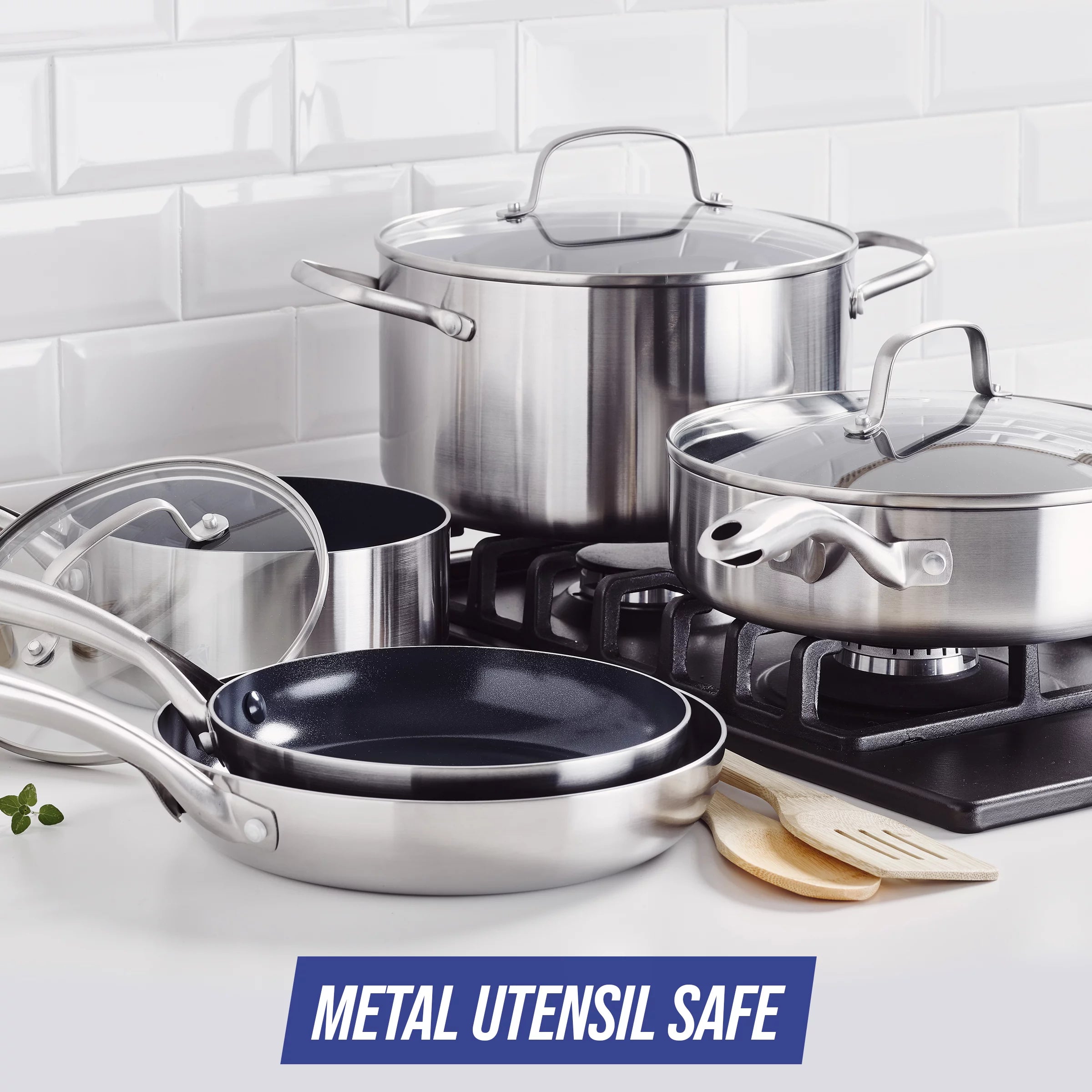 10pc Stainless Steel Clad Cookware Set X915