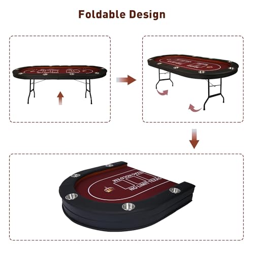 Foldable Blackjack Poker Table with Cup Holders G3690