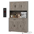 71" Tall Pantry Cabinet with Charging Station and Microwave Stand L63097