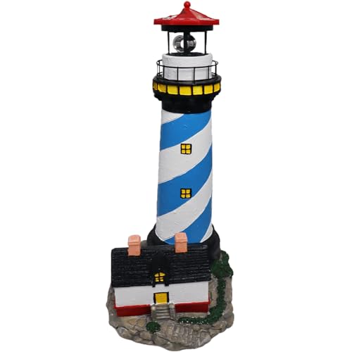 Solar Lighthouse with Rotating Beacon for Outdoor Garden Decor A48617