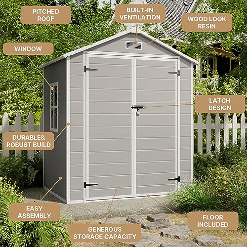 Outdoor Resin Storage Shed 5x3 FT with Lockable Door for Garden, Patio, Backyard W247105