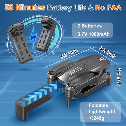 4K Camera GPS Drone for Adults, Brushless FPV Quadcopter with Auto Return, Foldable C619