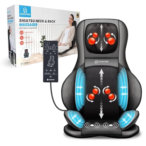 Shiatsu Neck Back Massager with Heat, 3D Kneading Massage Chair Pad, Adjustable Neck Massage, Seat Massager for Full Body Relaxation, Dark Gray D921543