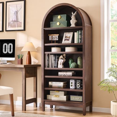 Arched Bookshelf, 7-Tier Bookcase with Adjustable Shelves A456