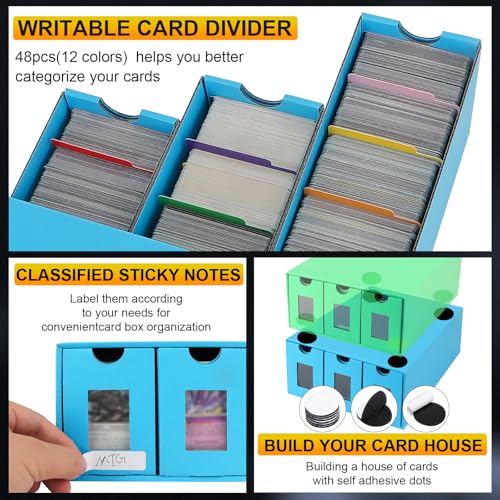 Trading Card Storage Box with 48 Dividers and Labels K306