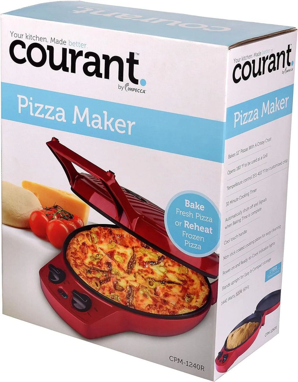 Pizza Maker 12 Inch with Timer and Temperature Control, Indoor Electric Grill W8497
