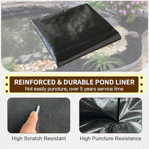 25x25ft reinforced PE pond liner for outdoor fish and garden ponds Y281