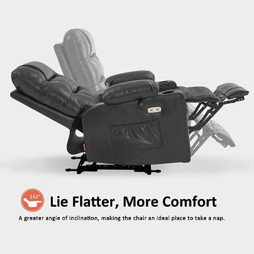 Zero Gravity Power Recliner Chair with Heat and Vibration Massage, USB Ports, Cup Holders, Faux Leather G3748