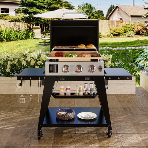 6-Burner Propane Gas Grill and Griddle Combo with Stainless Steel Lids F7495