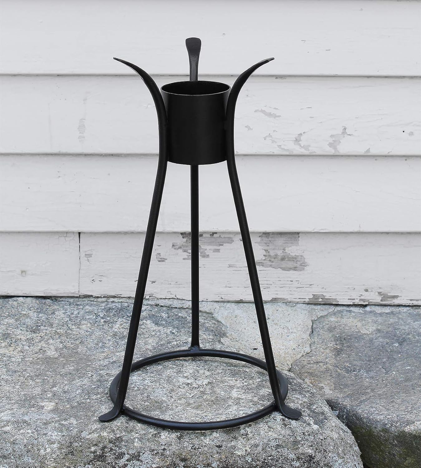 10" Blue Outdoor Glass Gazing Globe with Iron Stand for Gardens I8735
