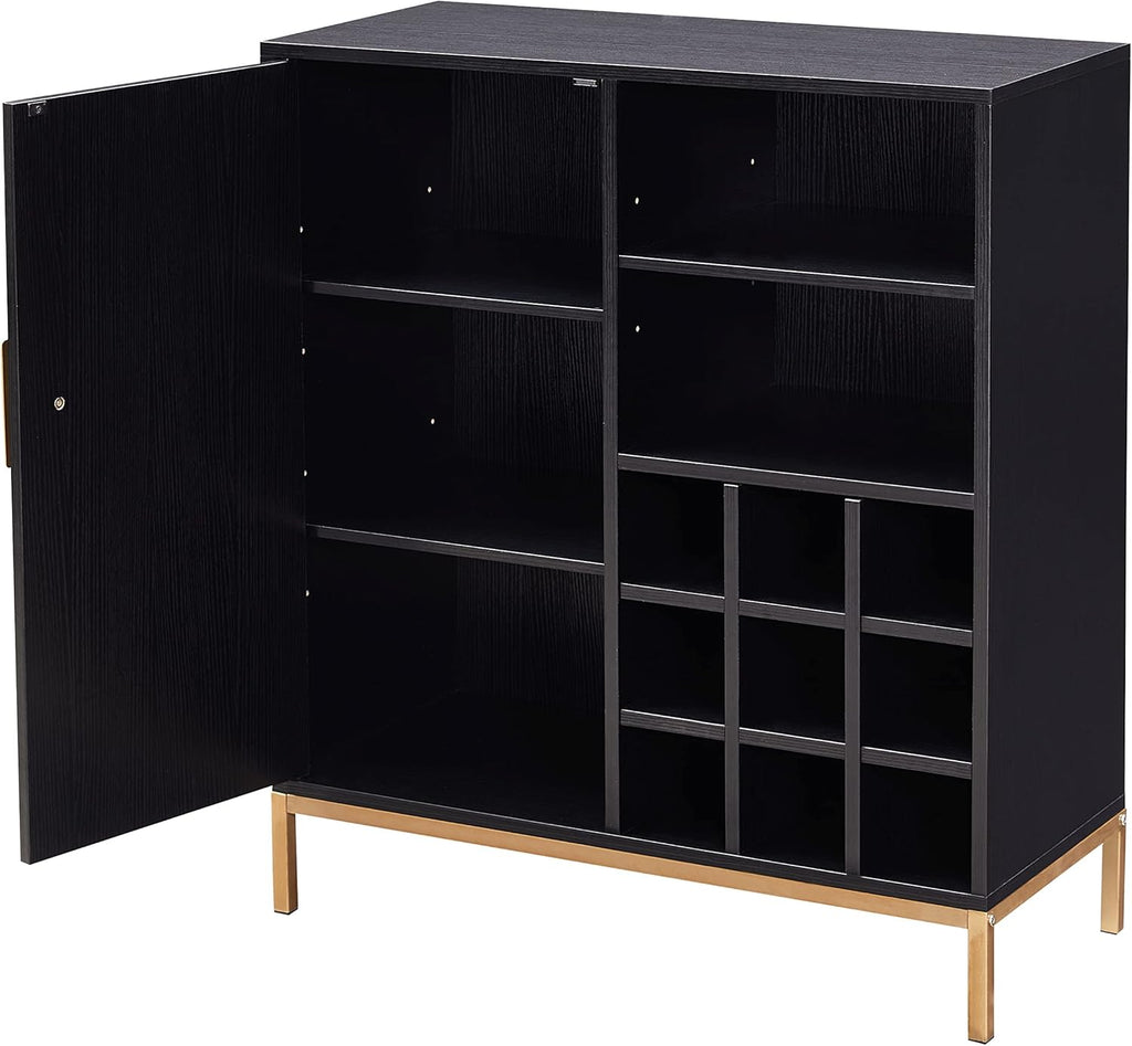 Wood Buffet Bar Liquor Cabinet with Wine Rack and Glass Holder Z65762