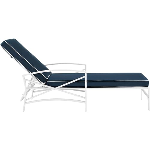 Outdoor Metal Chaise Lounge with Grey Cushions Y917
