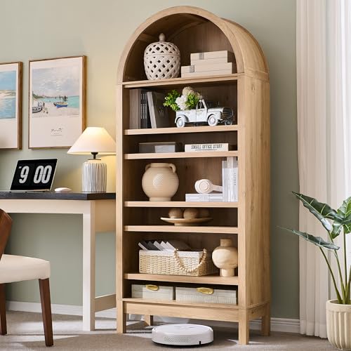 Arched Bookshelf, 7-Tier Bookcase with Adjustable Shelves A456