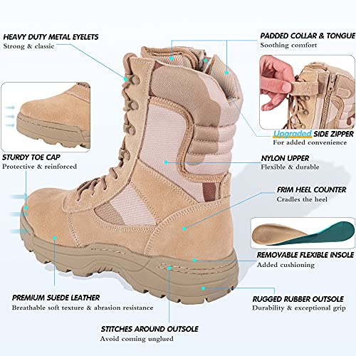Men's Tactical Combat Boots with Side Zipper B75985