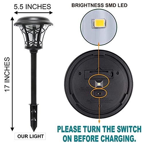 Solar Powered Pathway Lights 6 Pack, Warm White LED Outdoor Garden Lights T3635