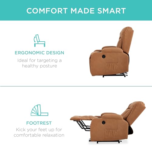 Electric Power Lift Recliner Massage Chair with Heat and USB Port, Brown M560374