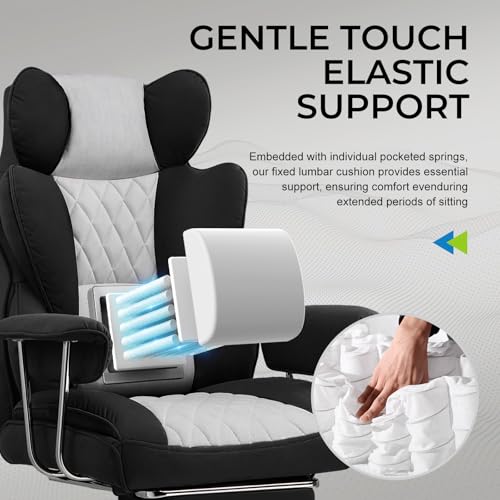Gaming Chair with Lumbar Support and Footrest, PU Leather, Black E8234
