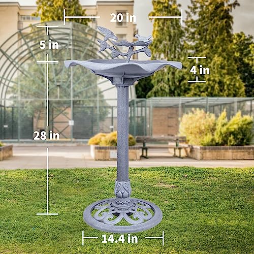 Garden Birdbath Outdoor Decor, Antique Grey, Lightweight U304967