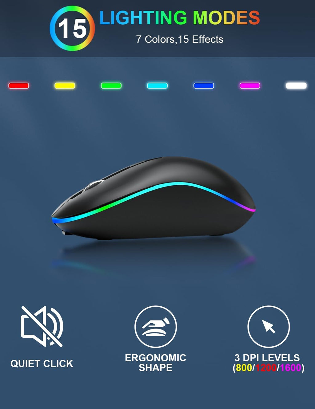 Wireless Keyboard and Mouse Combo with RGB Backlit, Rechargeable, Slim Design R51228