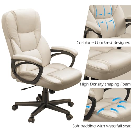 Office Executive Chair High Back Adjustable Swivel PU Leather with Lumbar Support I3854