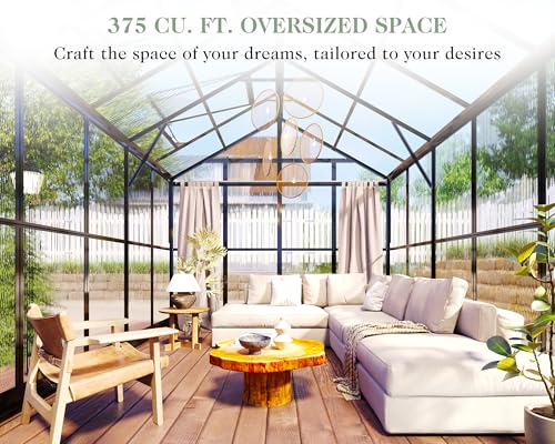 8x10x7.5 FT Outdoor Aluminum Polycarbonate Greenhouse with Ventilation and Rain Gutter C279792