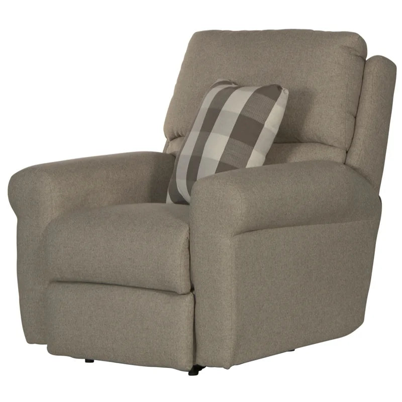 Gray Polyester Fabric Glider Recliner with Accent Pillow E853