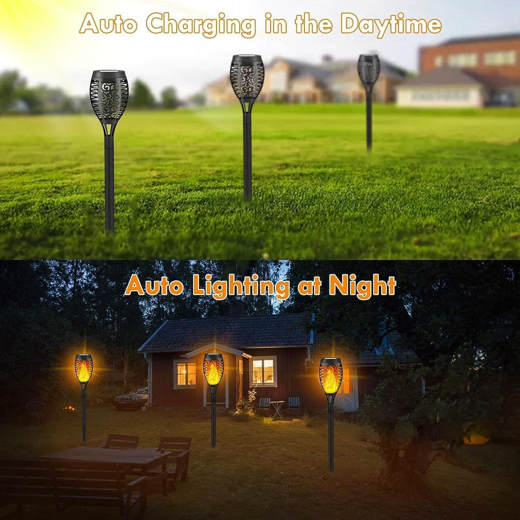 Solar Outdoor Lights with Flickering Flame, Waterproof LED Torch for Garden G5467