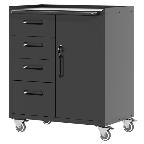 Rolling Tool Storage Cabinet with 4 Drawer and Locking Door U282375