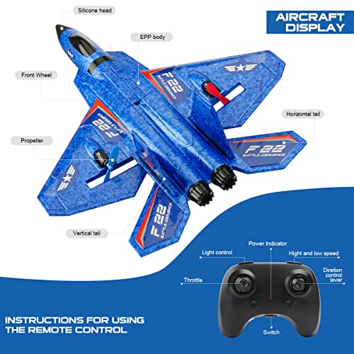 F22 RC Airplane Fighter, 2.4Ghz 2 Channel Remote Control Plane for Kids Beginners Y282