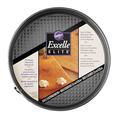Wilton Excelle Elite Non-Stick Springform Pan - Perfect for Making Cheesecakes, Deep Dish Pizzas, Quiches and More with Easy Release, Steel, 10 x 2.75-Inch