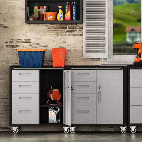 Rolling Tool Storage Cabinet with 4 Drawer and Locking Door U282375