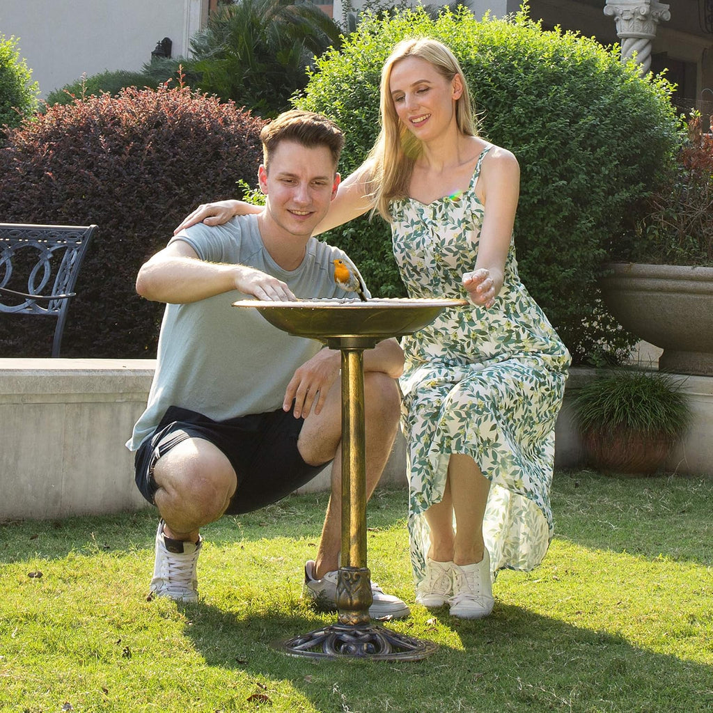 Copper Garden Bird Bath with Solar Powered Fountain D79341