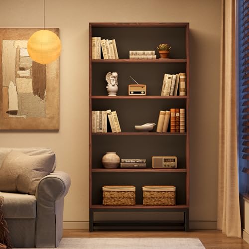 70.8 Inch Tall 5-Tier Bookcase with Closed Back Shelf for Living Room, Bedroom S15331