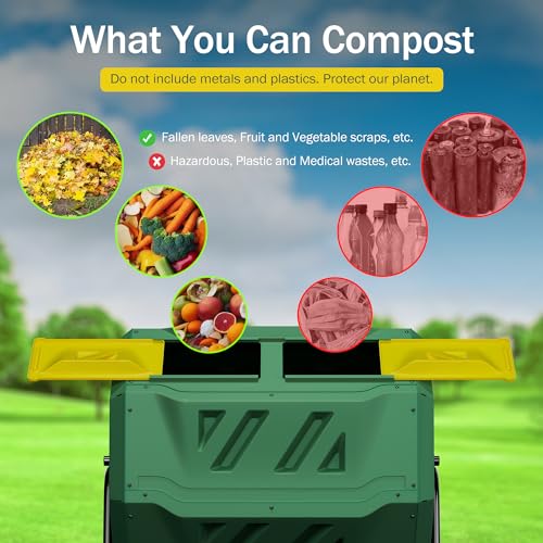 Compost Tumbler Bin 43 Gallon Dual Chamber Outdoor Garden E52640