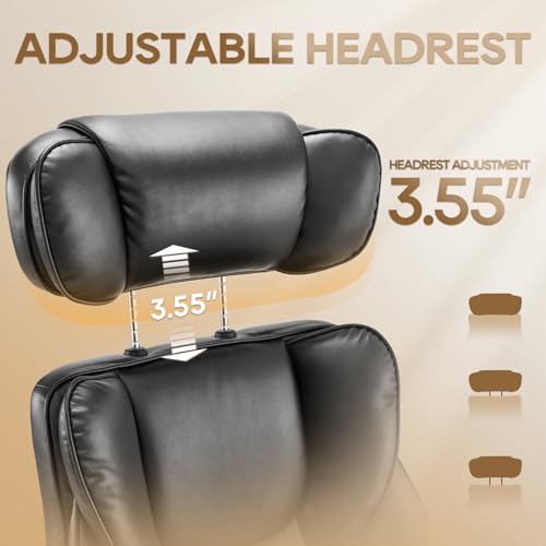 Big and Tall Office Chair Heavy Duty Leather Executive Desk Chair with Wide Seat and Adjustable Headrest R315